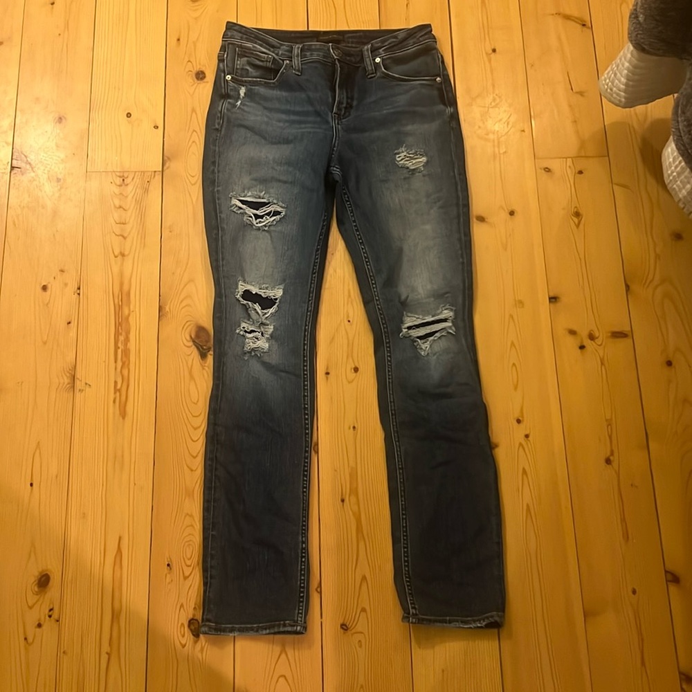 Silver Jeans Women’s Size W28/L28.5 Beau Distressed Fit Blue Stretch
